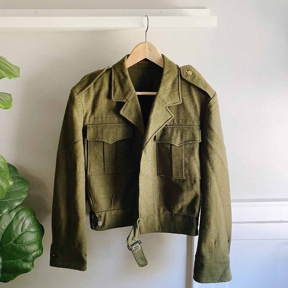 Vintage Olive Green Military Field Jacket